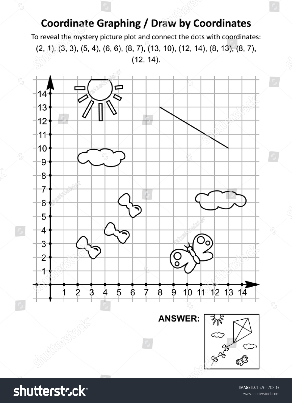 Coordinate Graphing Draw By Coordinates Math Stock Vector (Royalty Free ...