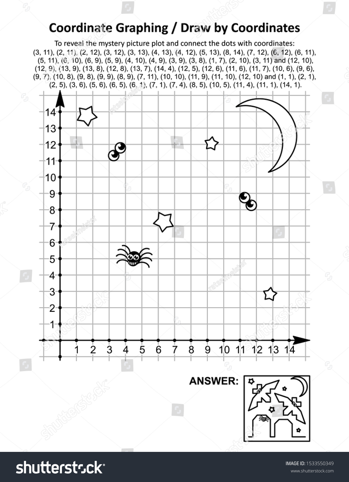 Coordinate Graphing Draw By Coordinates Math Stock Vector (Royalty Free ...