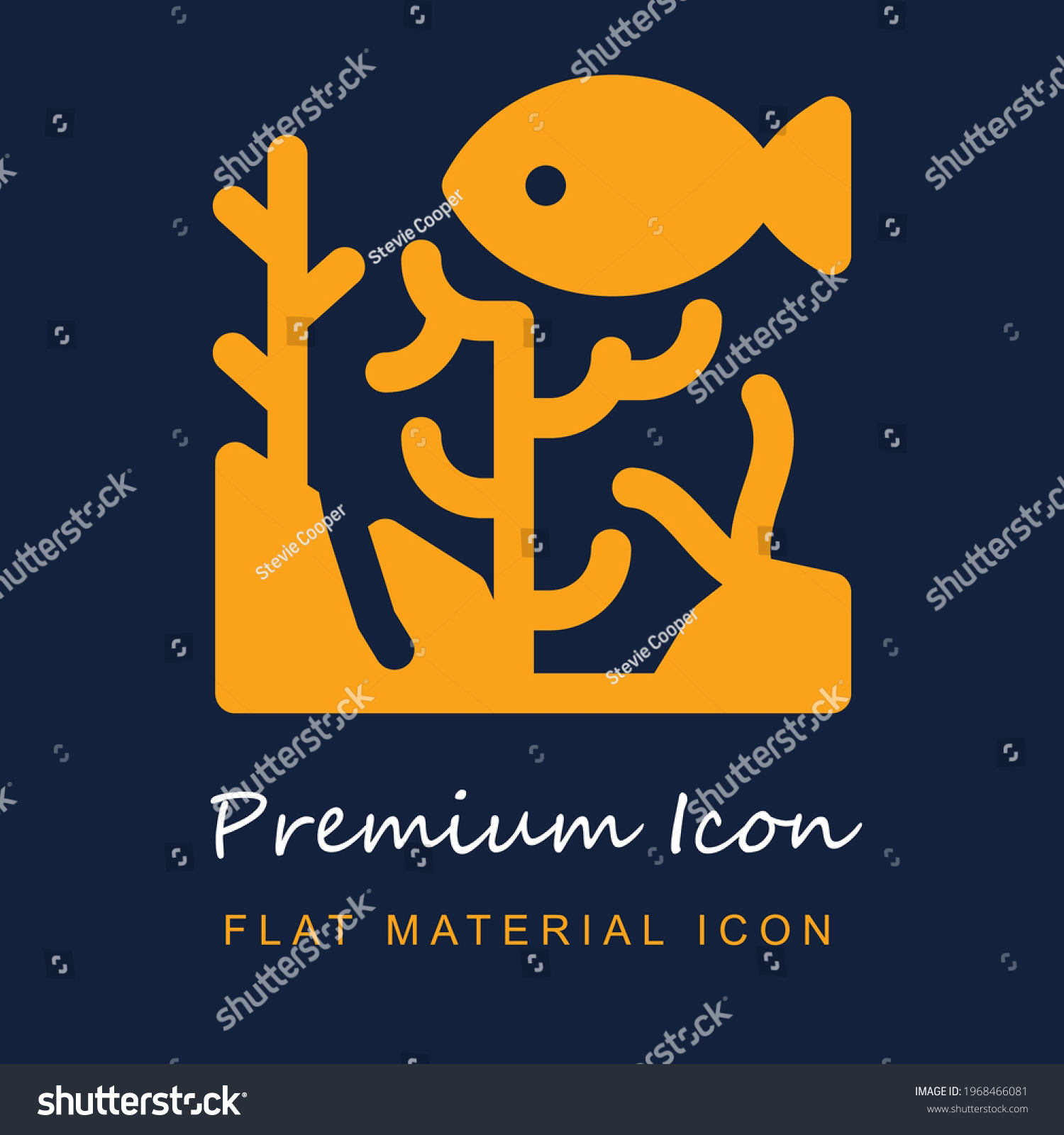 SVG of Coral Reef premium material ui ux isolated vector icon in navy blue and orange colors svg