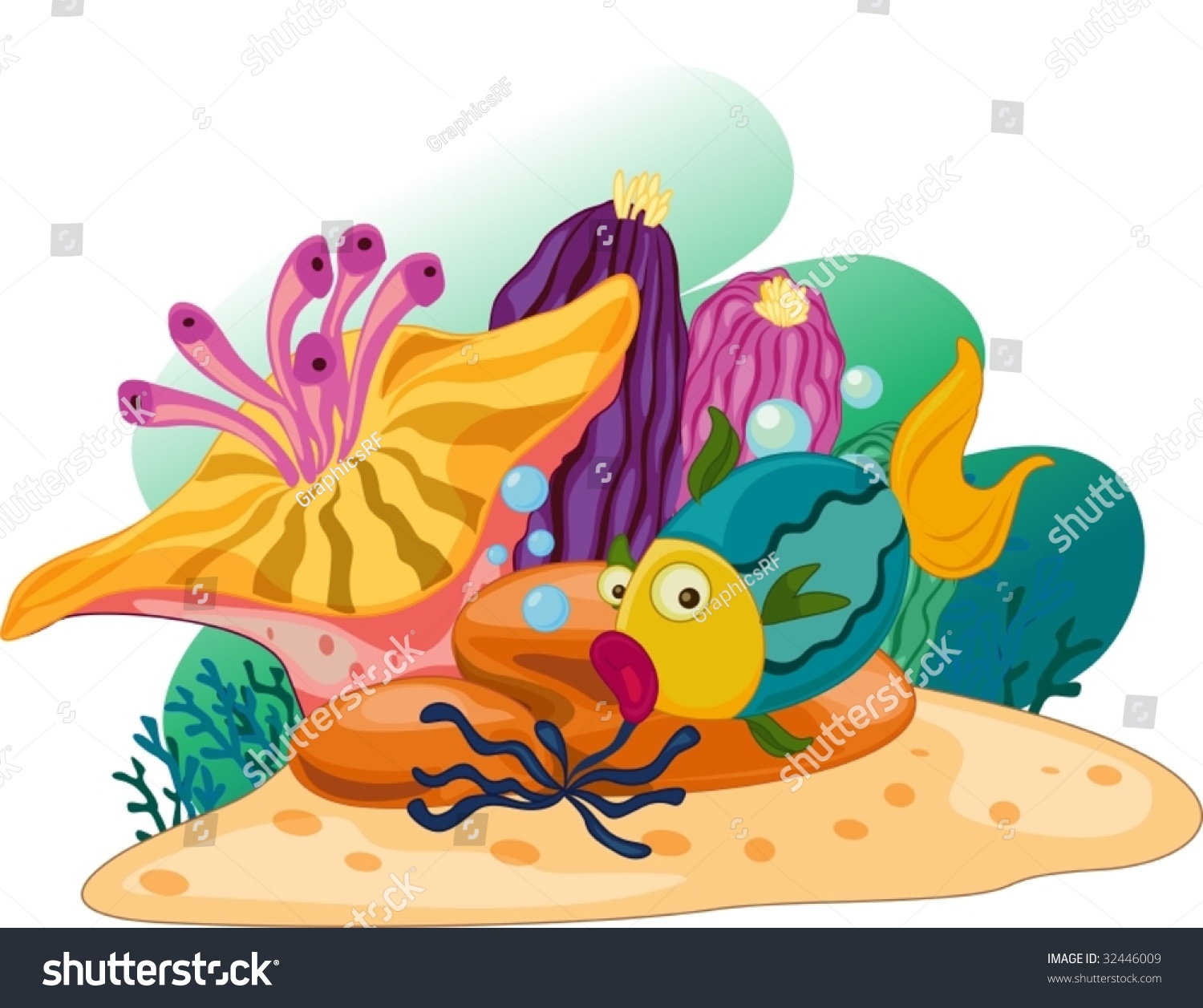 Coral Reef Scene Stock Vector Illustration 32446009 : Shutterstock