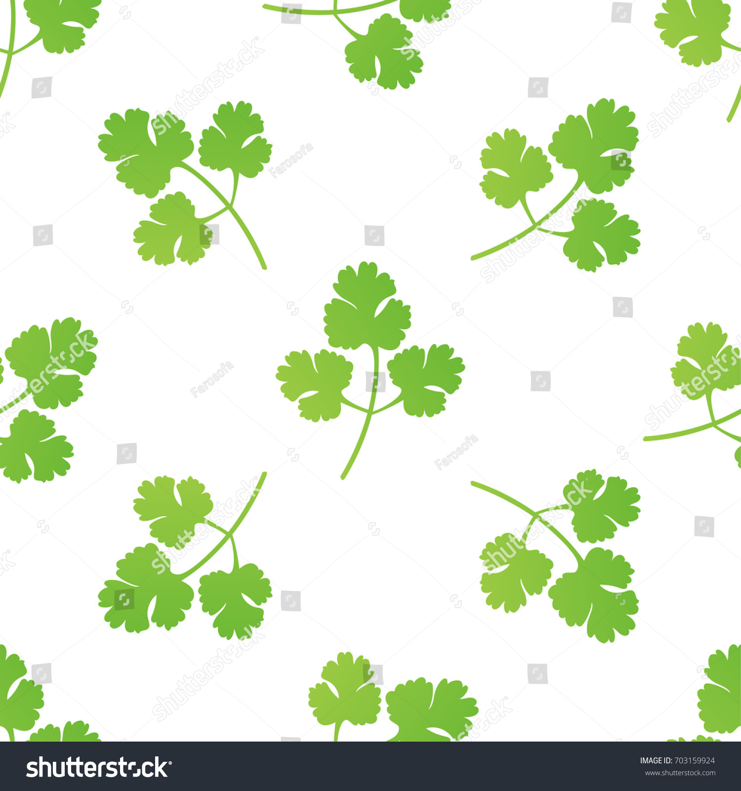Coriander Leaves Seamless Pattern Coriander Vector Stock Vector