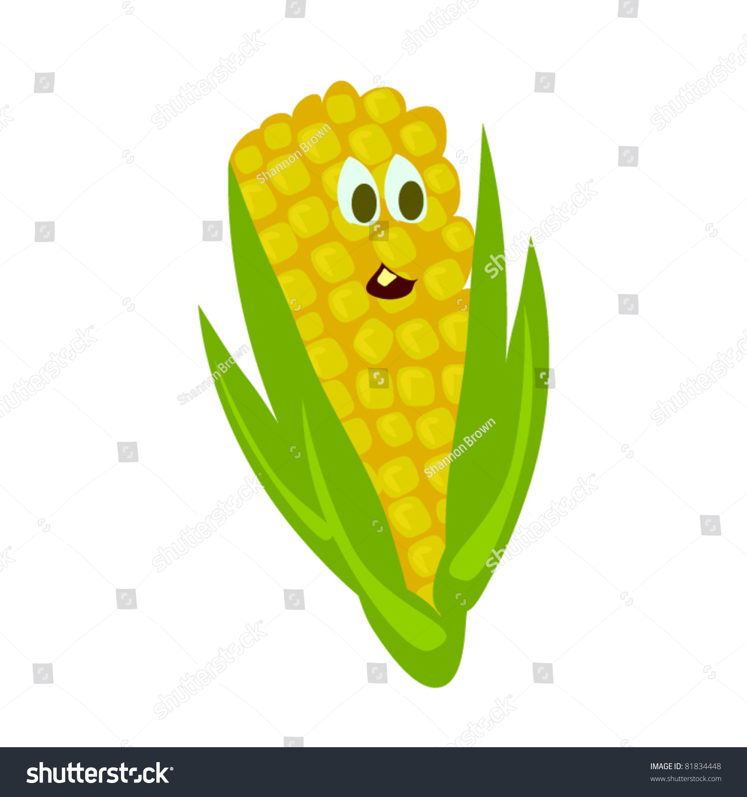 Corn Cartoon. A Cute Cartoon Style Corn On The Cob Vector. - 81834448 ...