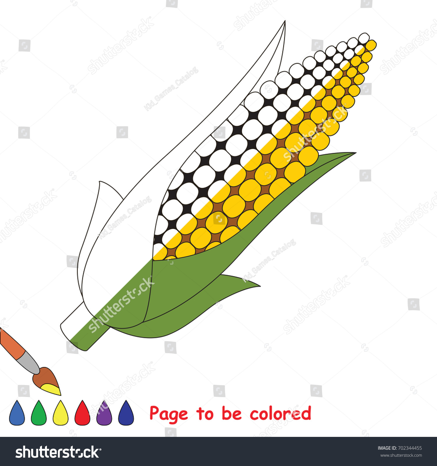 Corn Maize Coloring Book Educate Preschool Stock Vector (Royalty Free ...