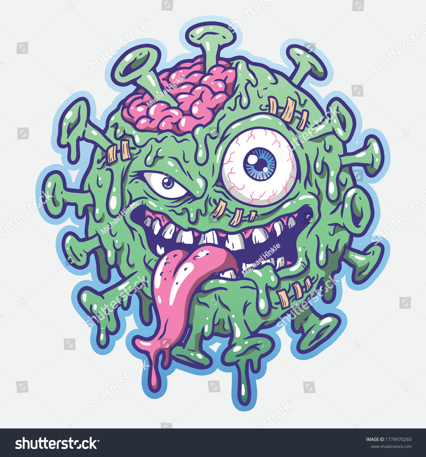 Hakuun Coronavirus Covid19 Zombie Monster Cartoon Vector Liittyva Vektorikuva Rojaltivapaa 1778970260