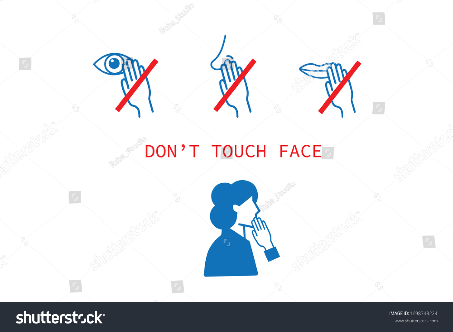 Coronavirus Dont Touch Lips Eyes Nose Stock Vector Royalty Free