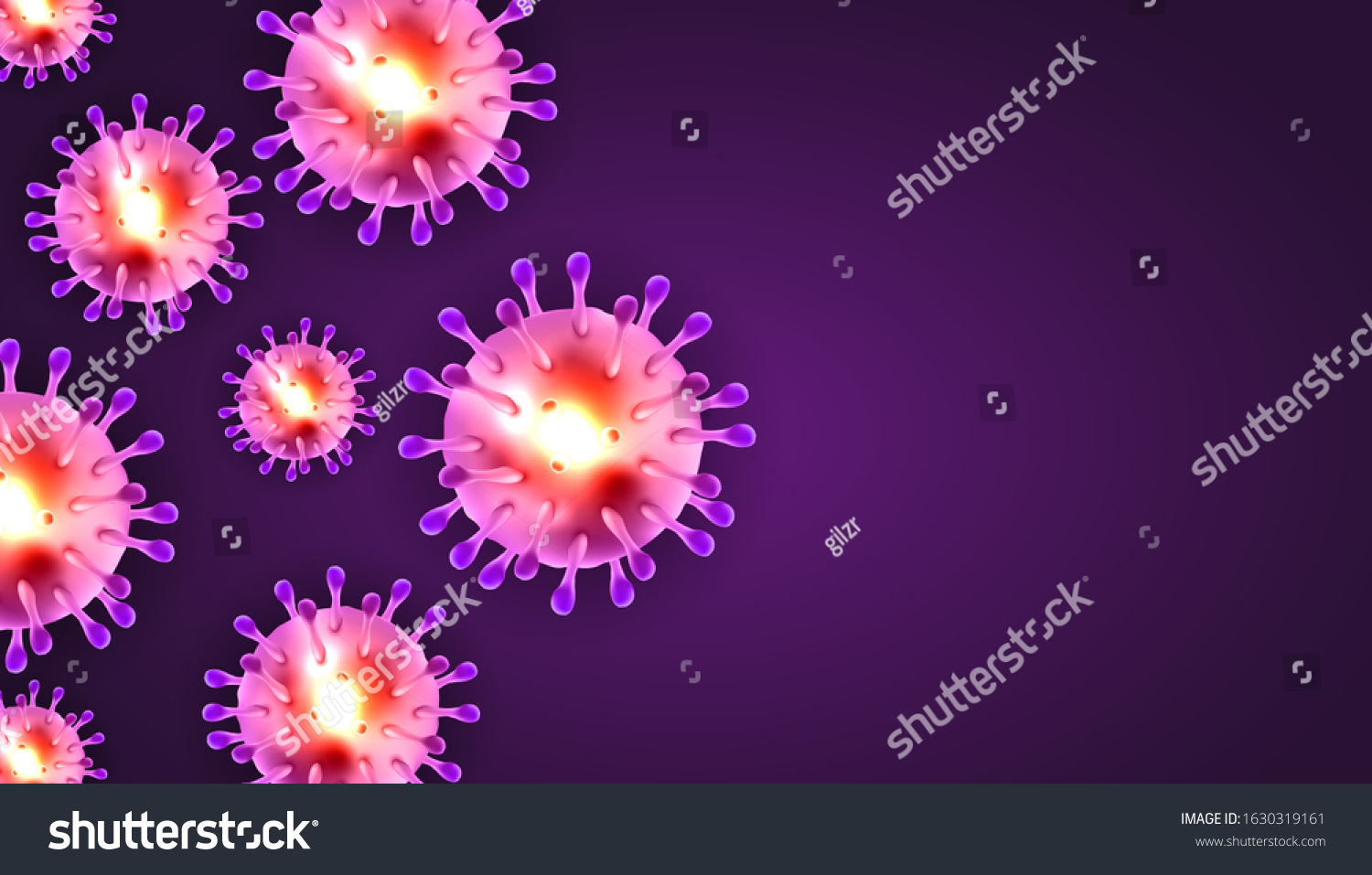 Coronaviruses 3d Realistic Vector Dark Purple Stock Vector (Royalty ...