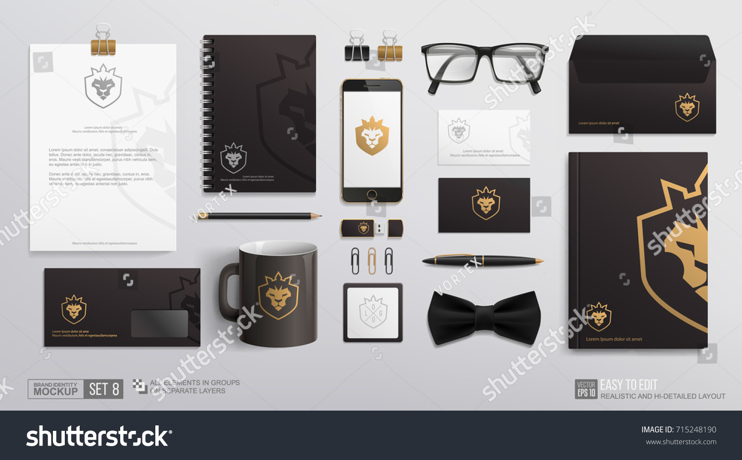 Download Corporate Brand Identity Mockup Set Business Stock Vector Royalty Free 715248190