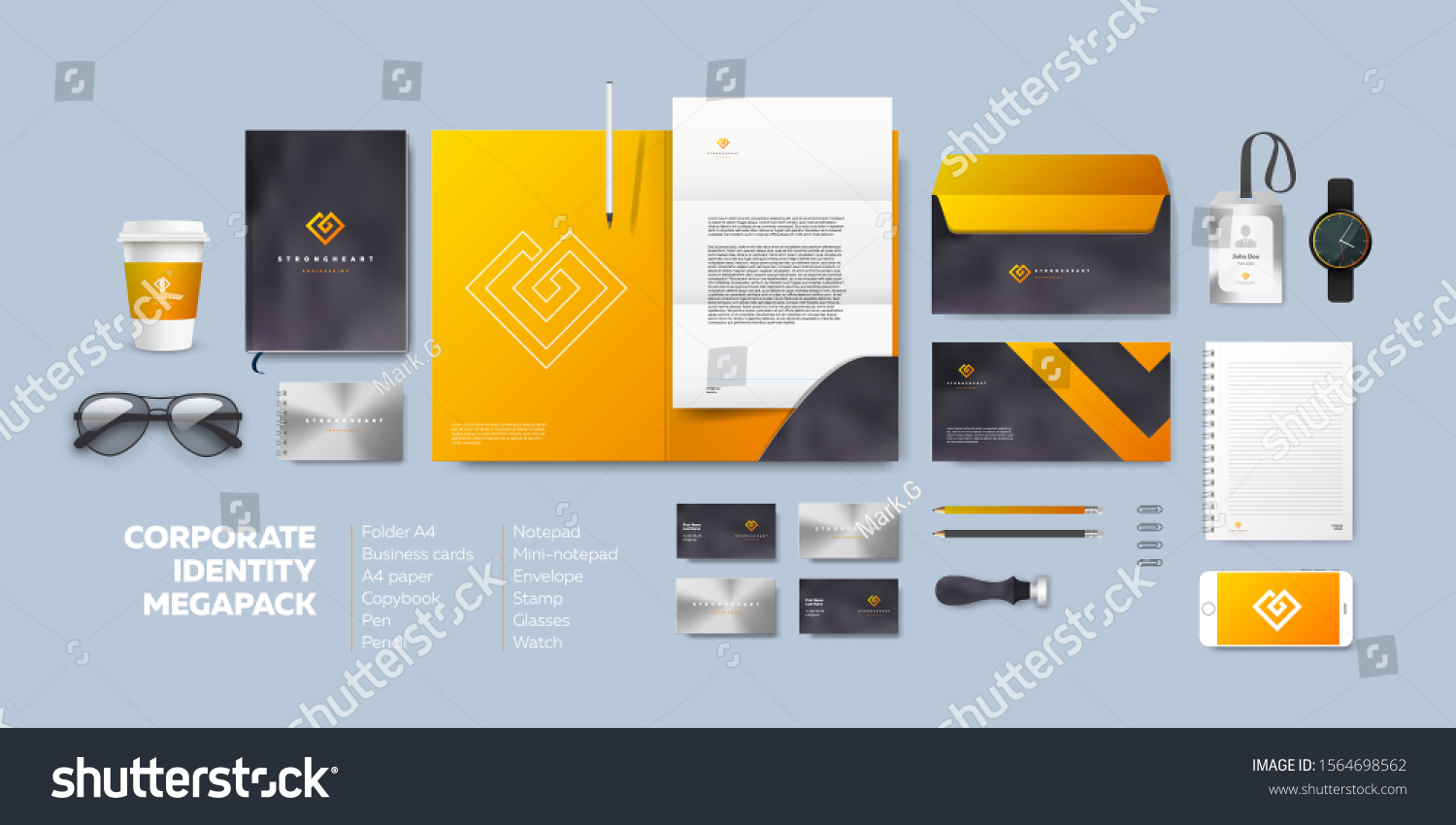 Download Corporate Branding Identity Design Stationery Mockup Stock Vector Royalty Free 1564698562
