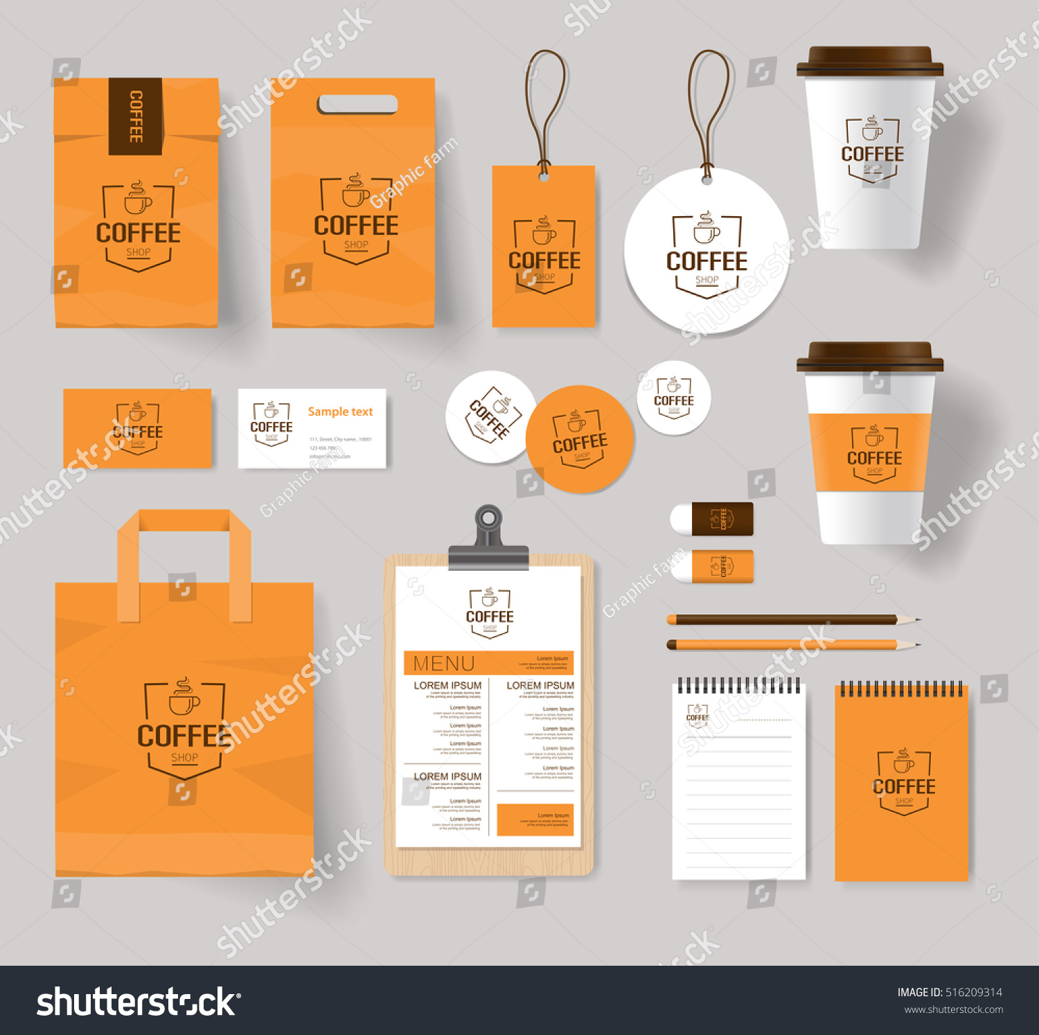 Download Corporate Branding Identity Mock Template Coffee Stock Vector Royalty Free 516209314