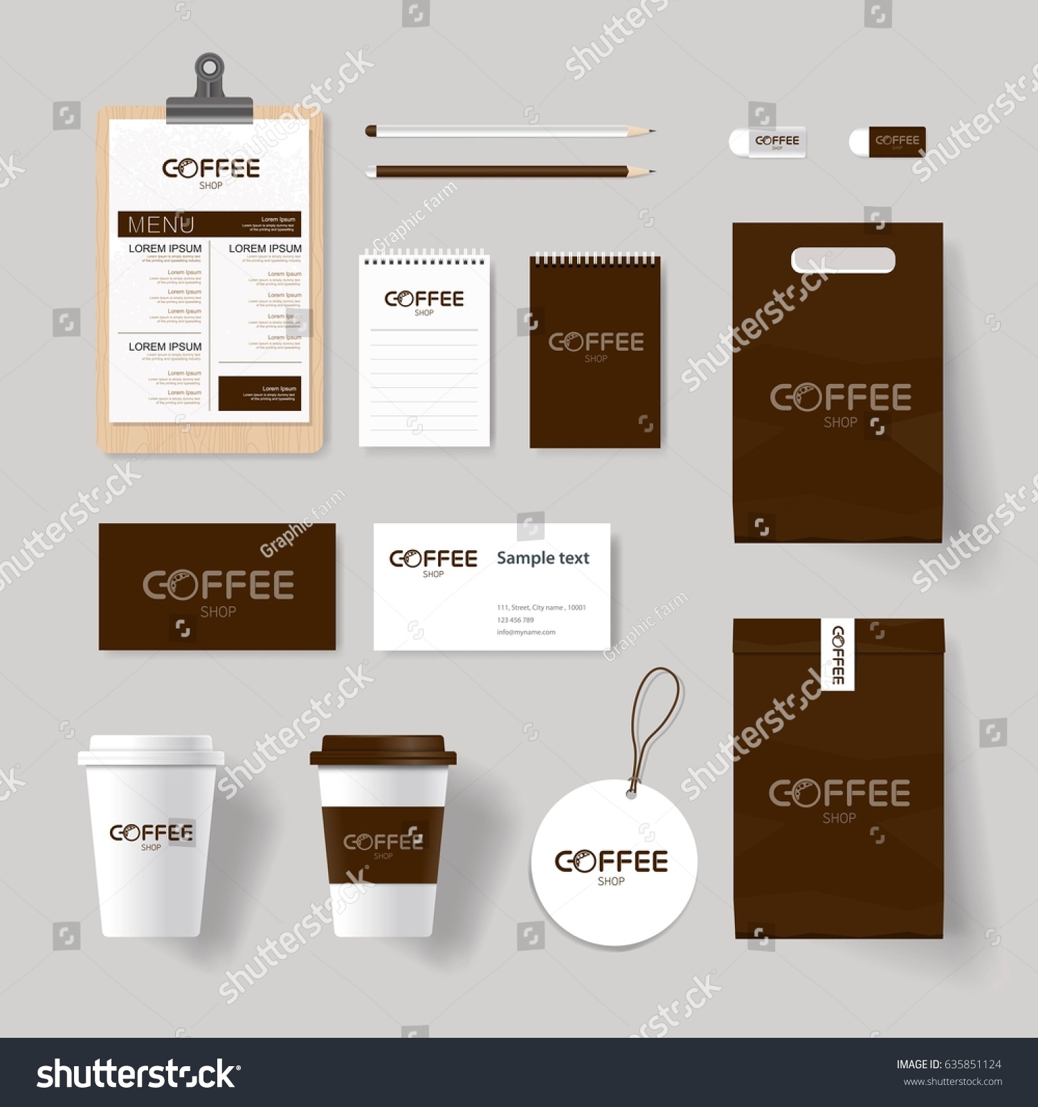 Download Corporate Branding Identity Mock Template Coffee Stock Vector Royalty Free 635851124