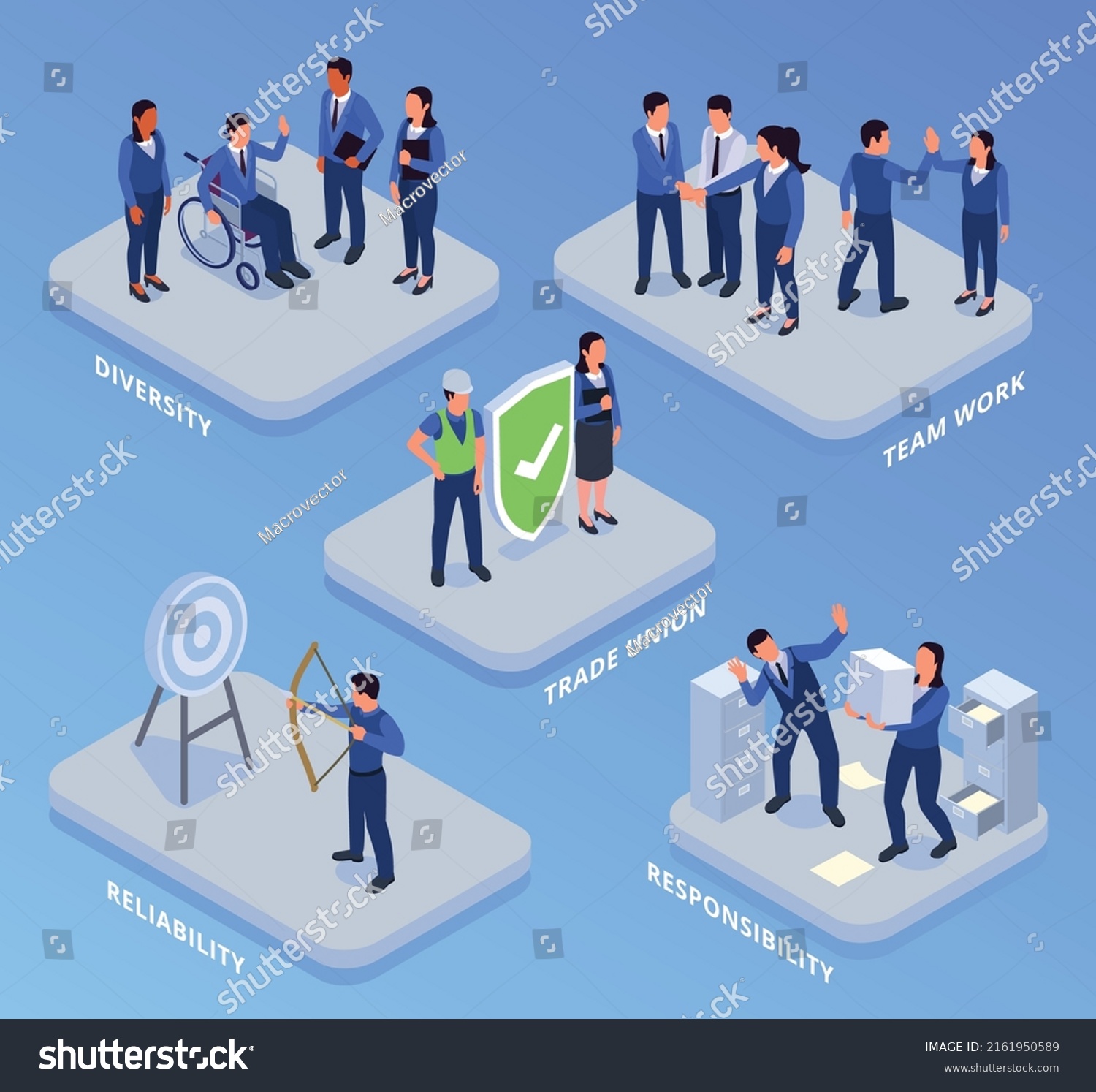 Corporate Culture Isometric Concept Set Team Stock Vector (Royalty Free ...