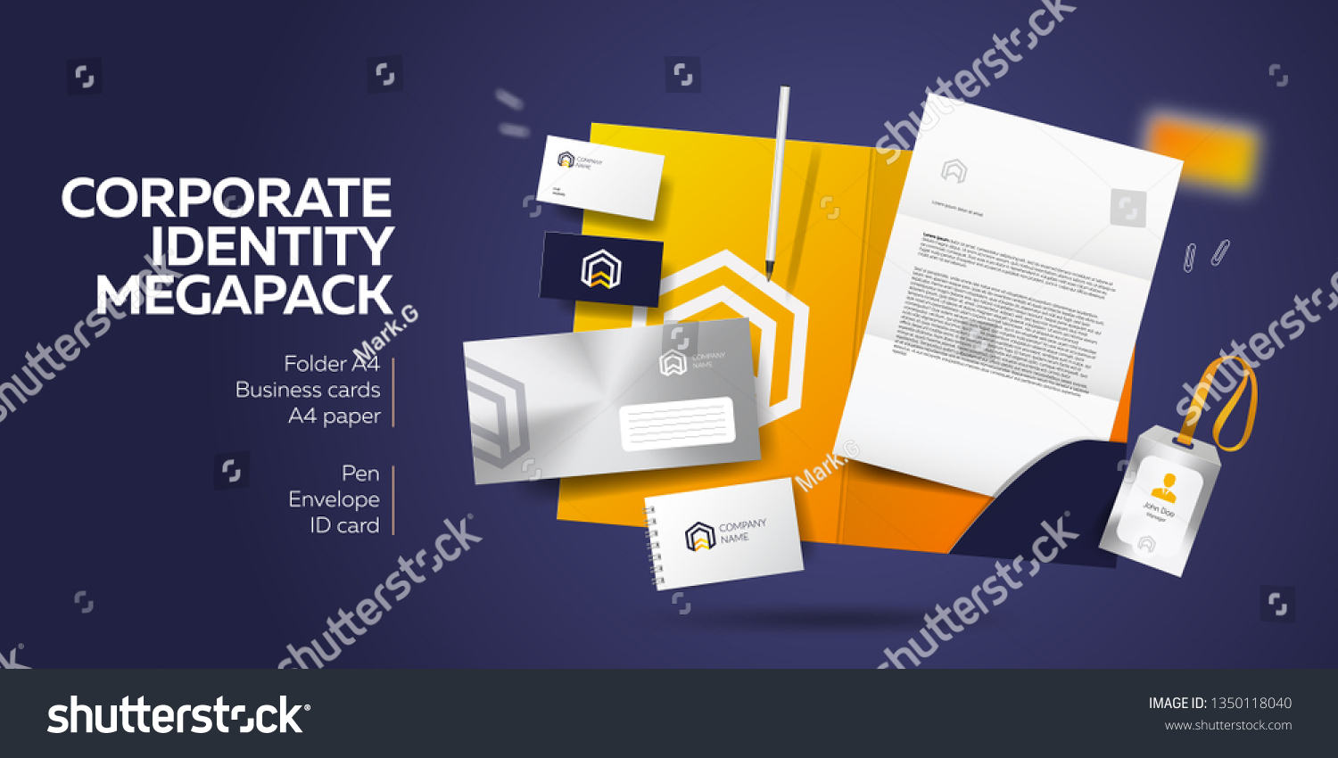 Download Corporate Identity Branding Template Megapack Realistic Stock Vector Royalty Free 1350118040