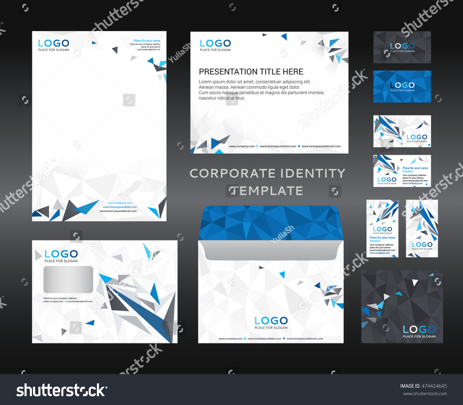 corporate identity kit lowpoly style letter stock vector (royalty corporate identity kit lowpoly style letter stock vector (royalty, Low Poly Business Presentation Template, Presentation templates