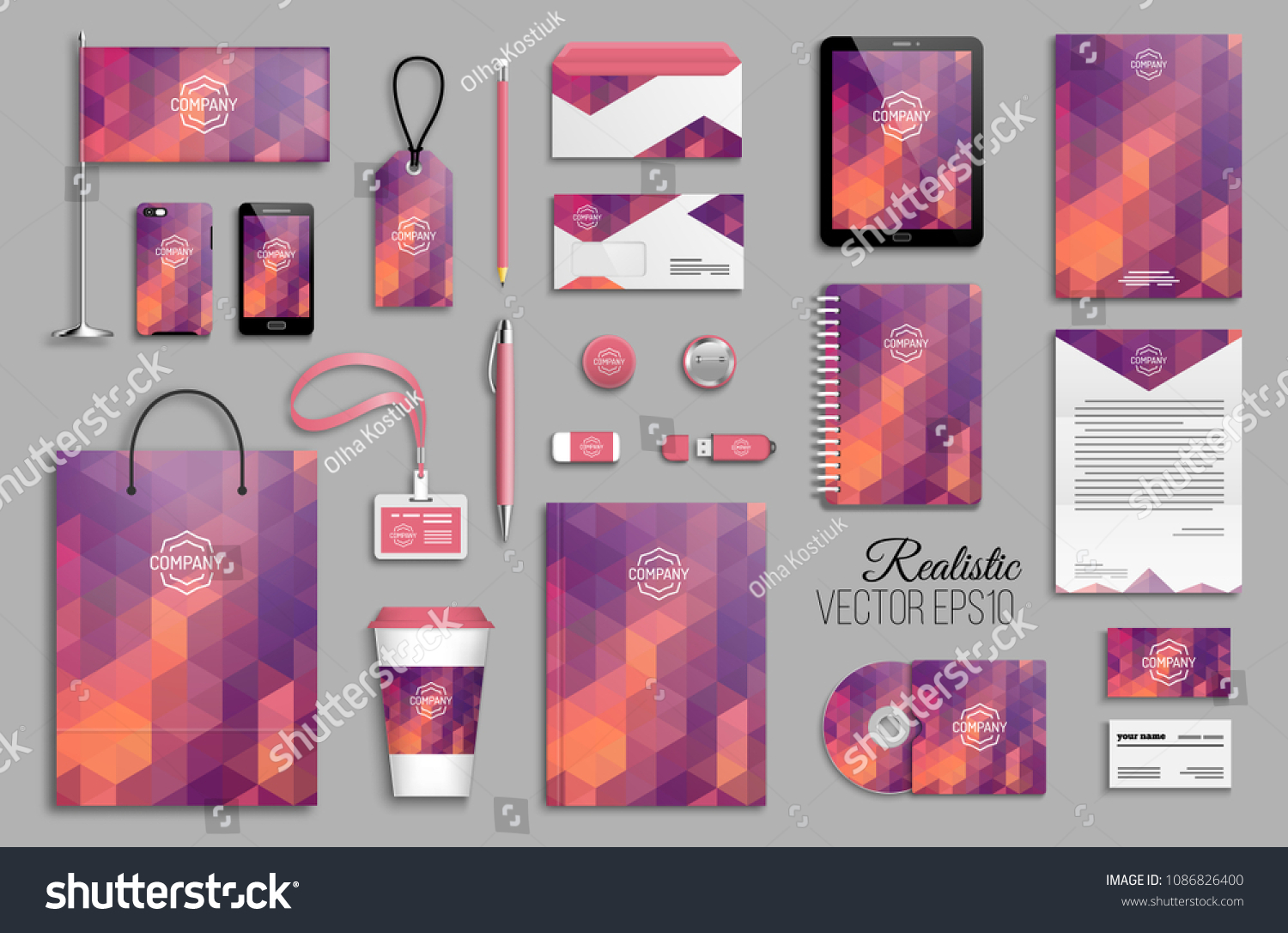 Corporate Identity Template Set Business Stationery Stock Vector Royalty Free