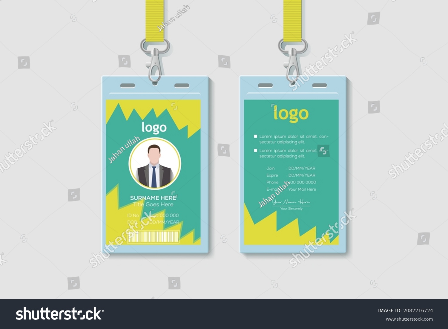 Corporate Office Vertical Doublesided Id Card Stock Vector (Royalty ...