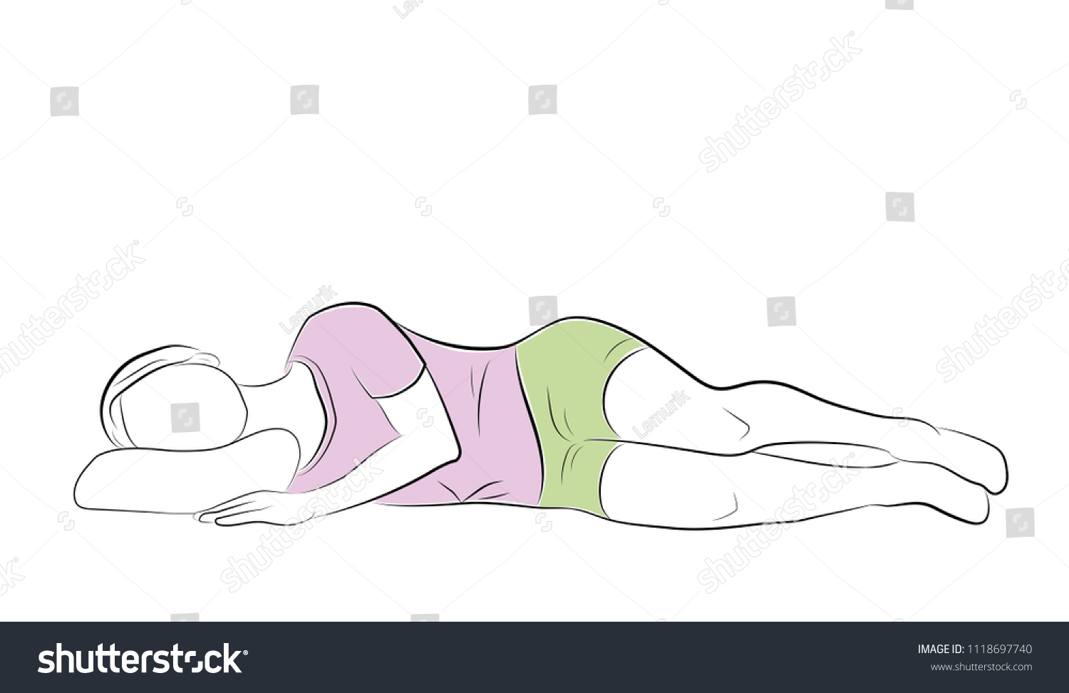 SVG of correct and incorrect sleeping position on her side. vector illustration. svg
