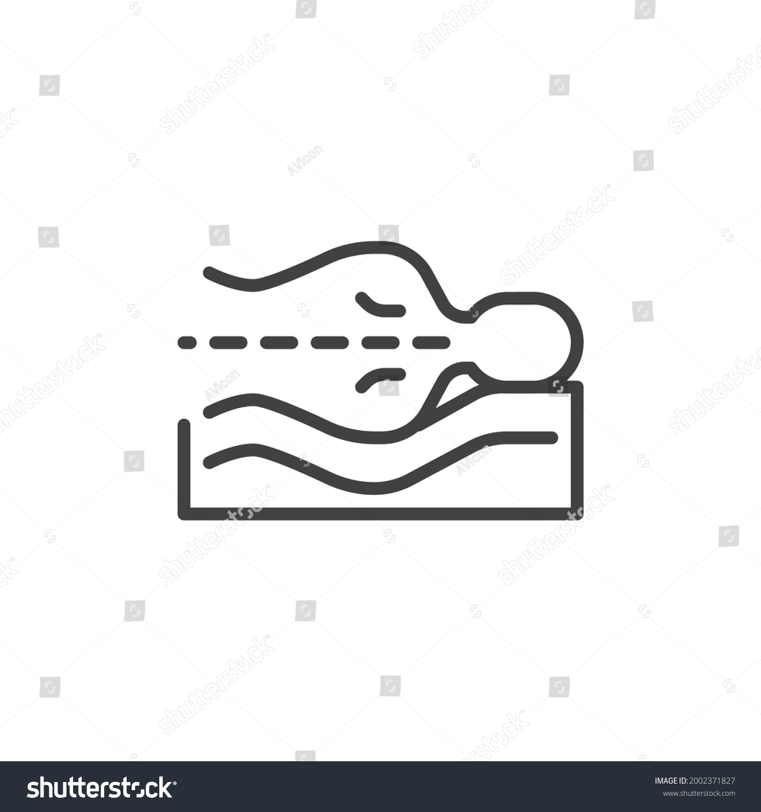 SVG of Correct sleeping position line icon. linear style sign for mobile concept and web design. Sleeping side position outline vector icon. Orthopedic symbol, logo illustration. Vector graphics svg