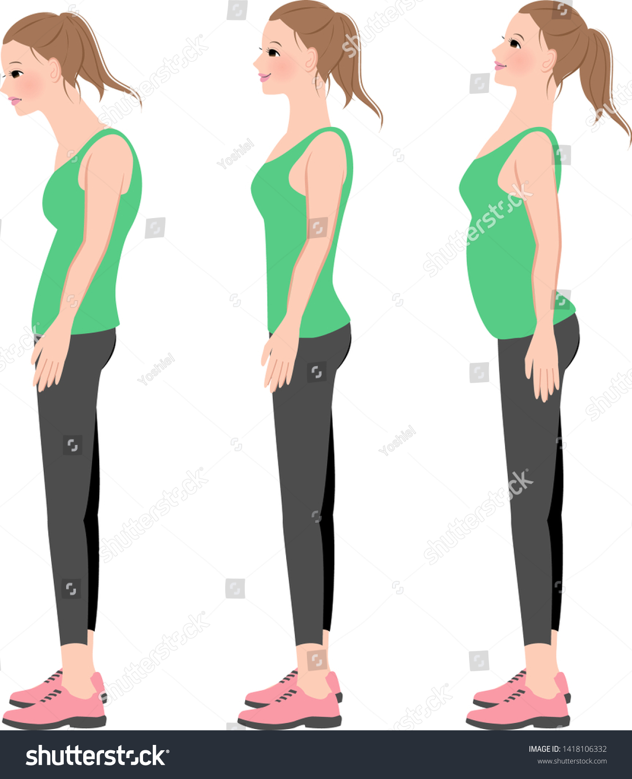 Correct Standing Walking Posture Woman Stock Vector (Royalty Free ...