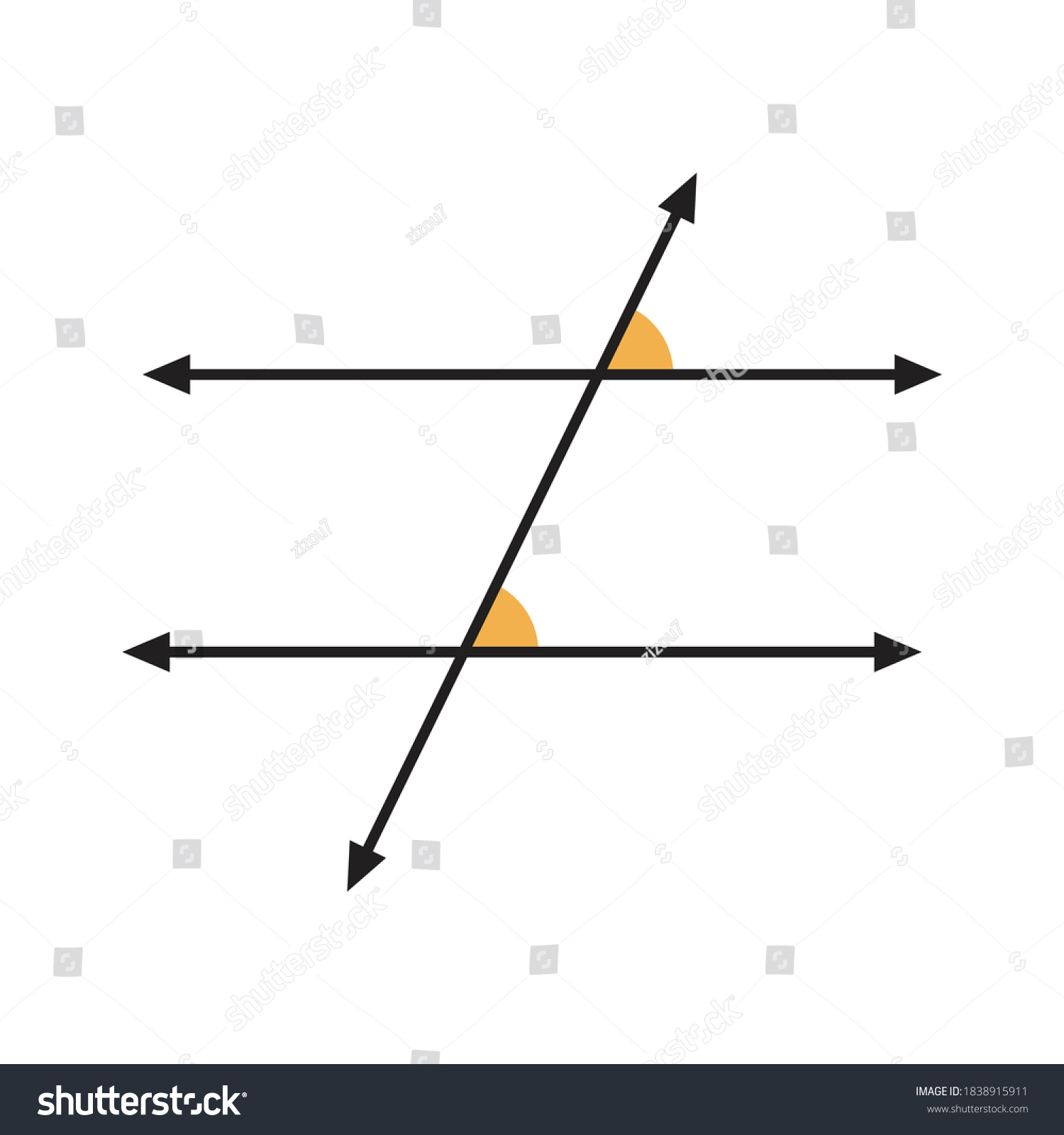 Corresponding Angles Angles Parallel Lines Geometry Stock Vector