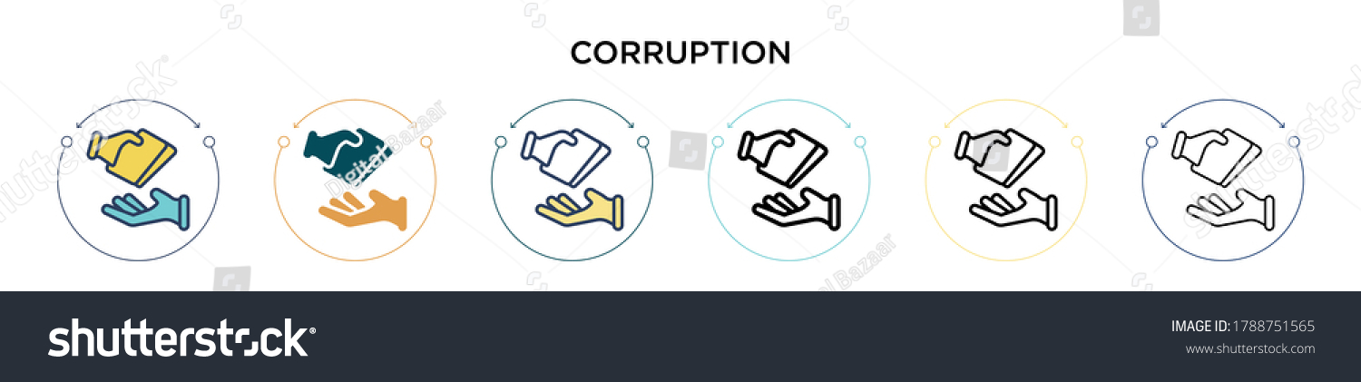 SVG of Corruption icon in filled, thin line, outline and stroke style. Vector illustration of two colored and black corruption vector icons designs can be used for mobile, ui, web svg