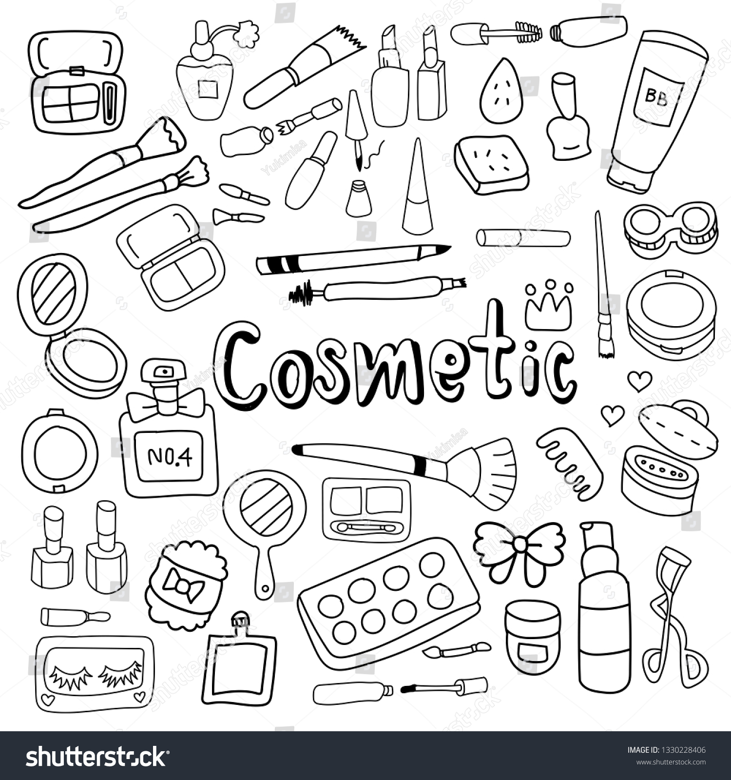 Cosmetic Doodle Hand Drawn Stock Vector (Royalty Free) 1330228406