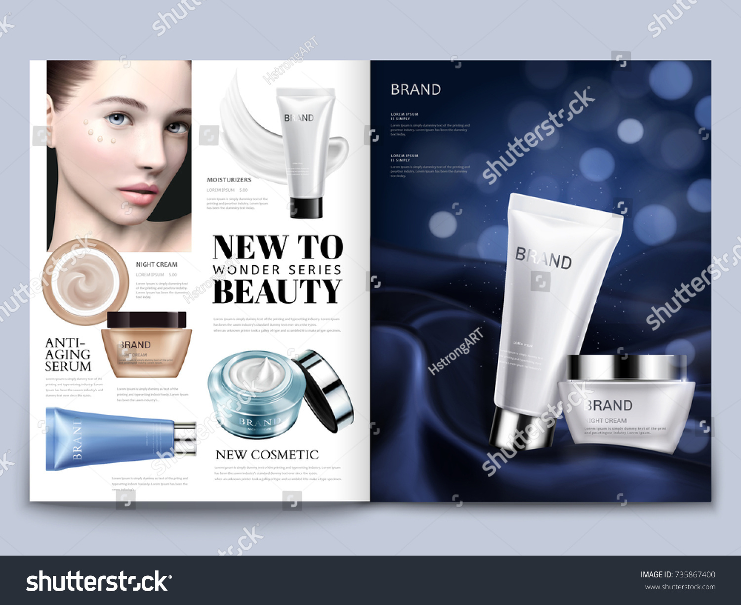 Cosmetic Magazine Design Attractive Model Skincare Stock Vector ...