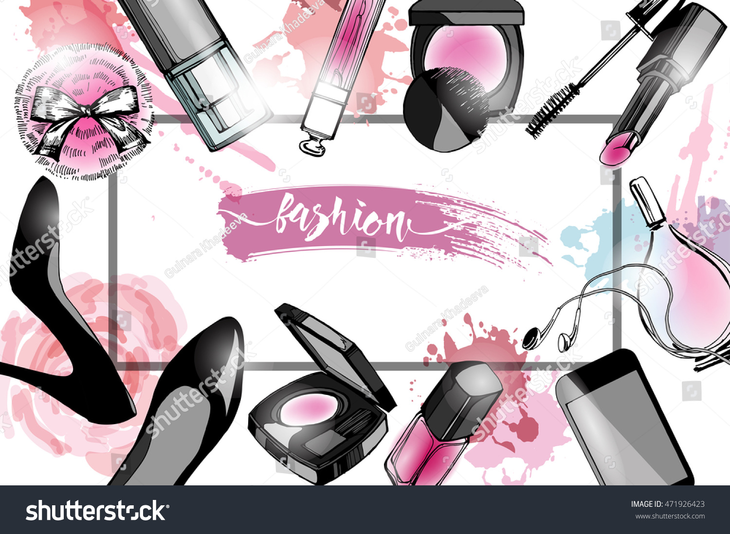 Cosmetics Fashion Background Make Artist Objects Stock Vector Royalty Free