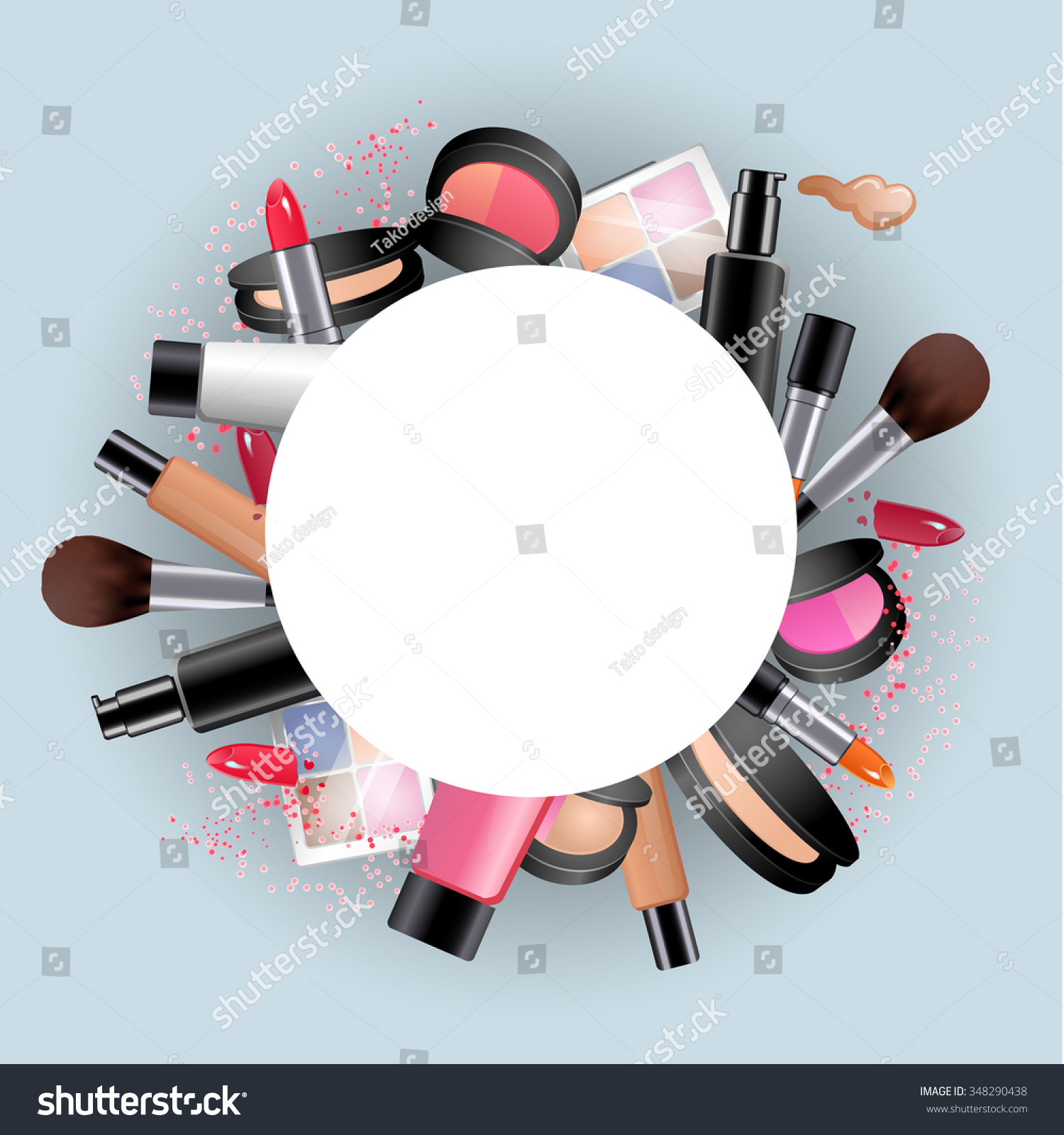 Cosmetics Round Decorative Frame Make Stuff Stock Vector 348290438 ...