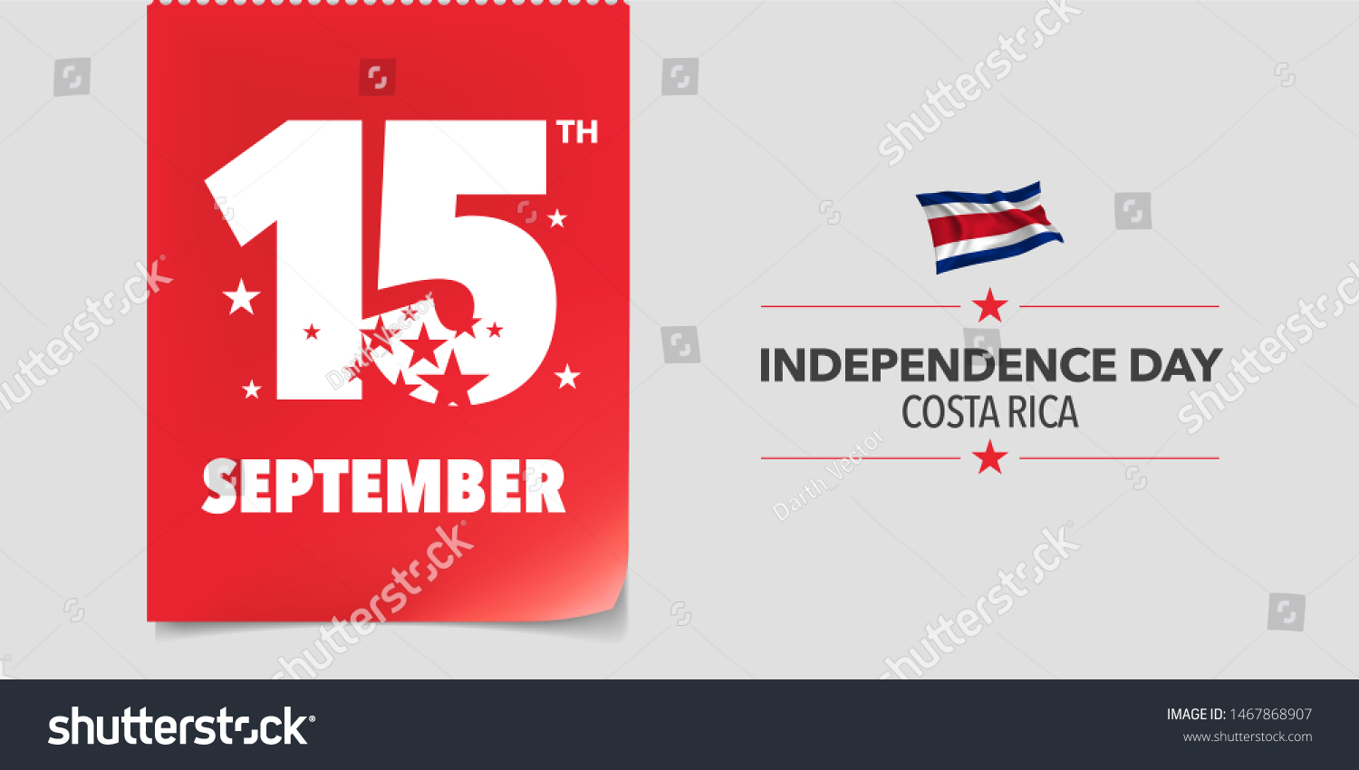 Costa Rica Happy Independence Day Greeting Stock Vector (Royalty Free