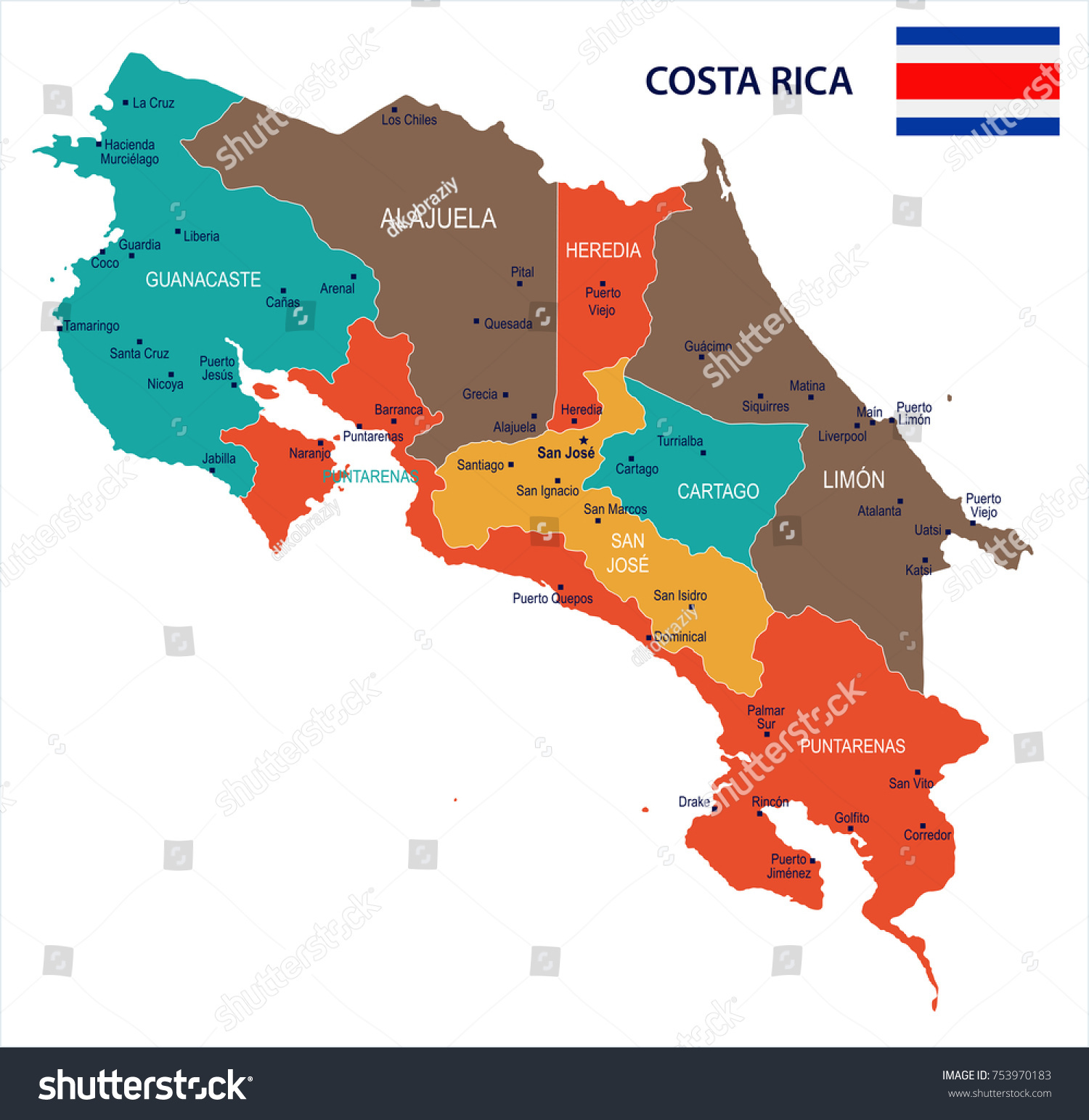 costa rica map and flag Costa Rica Map Flag High Detailed Stock Vector Royalty Free costa rica map and flag