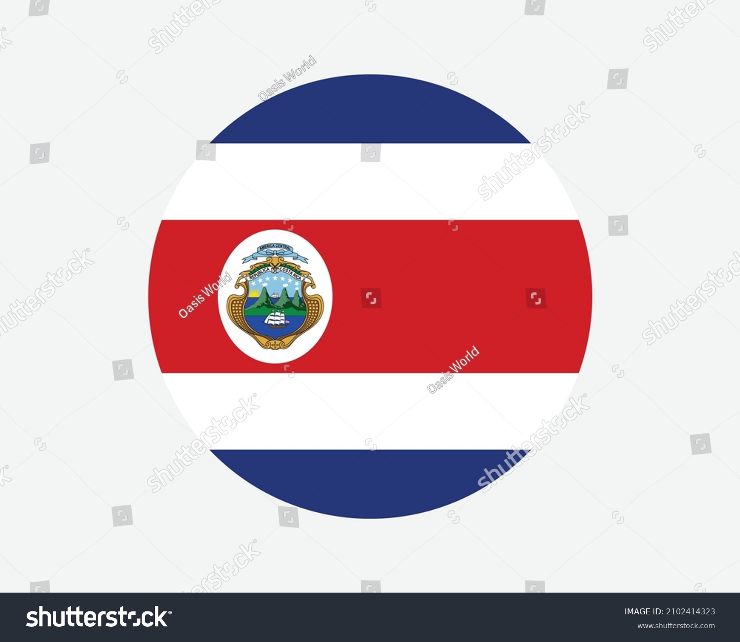 SVG of Costa Rica Round Country Flag. Circular Costa Rican National Flag. Republic of Costa Rica Circle Shape Button Banner. EPS Vector Illustration. svg