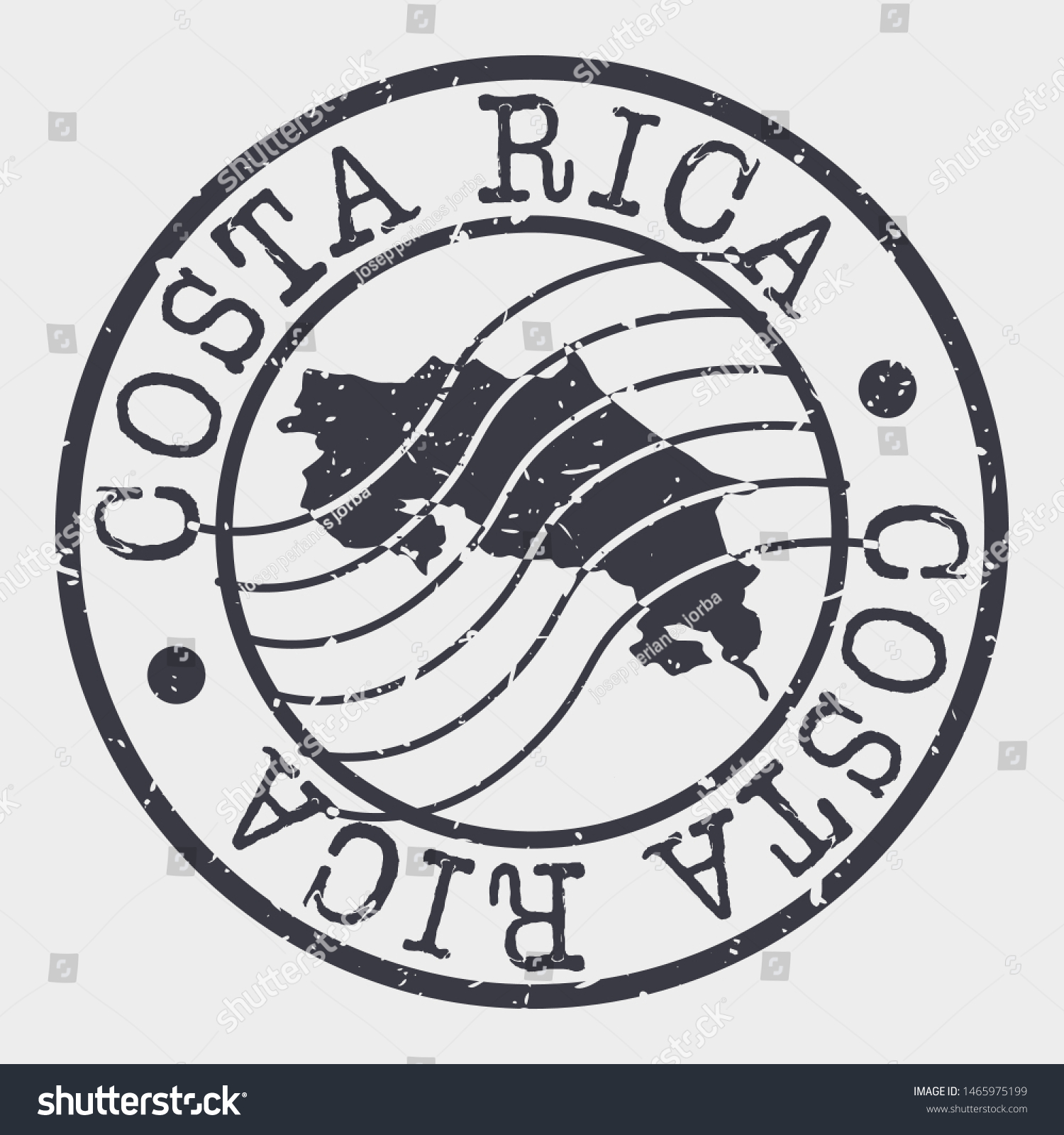 Costa Rica Stamp Postal Map Silhouette Stock Vector (Royalty Free