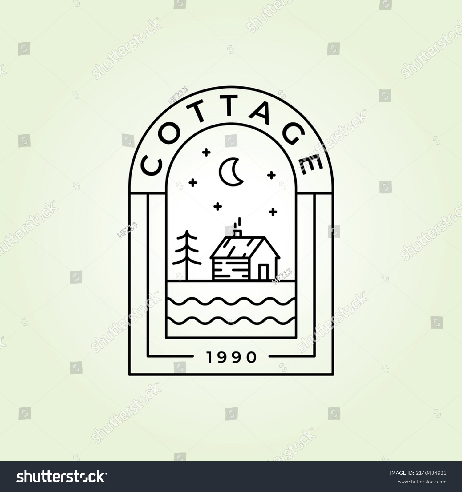 Cottage Badge Logo Vector Minimalist Line Stock Vector (Royalty Free ...