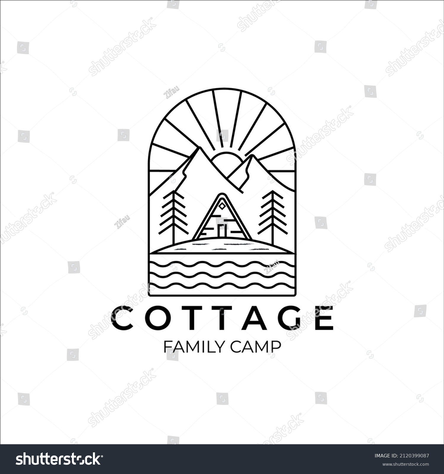 Cottage Logo Line Art Minimalist Vector Stock Vector (Royalty Free ...