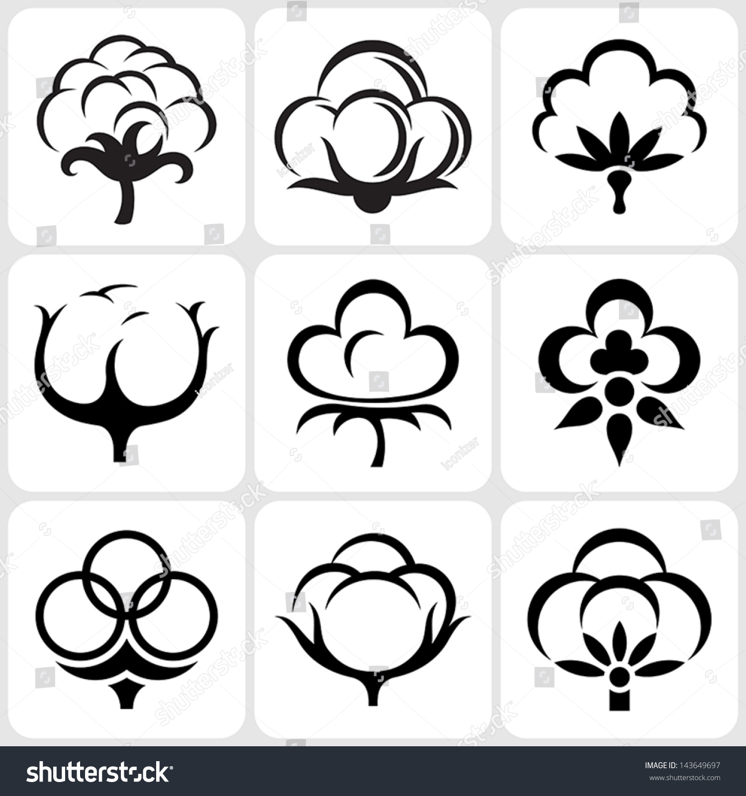 Cotton Icons Set Stock Vector Illustration 143649697 : Shutterstock