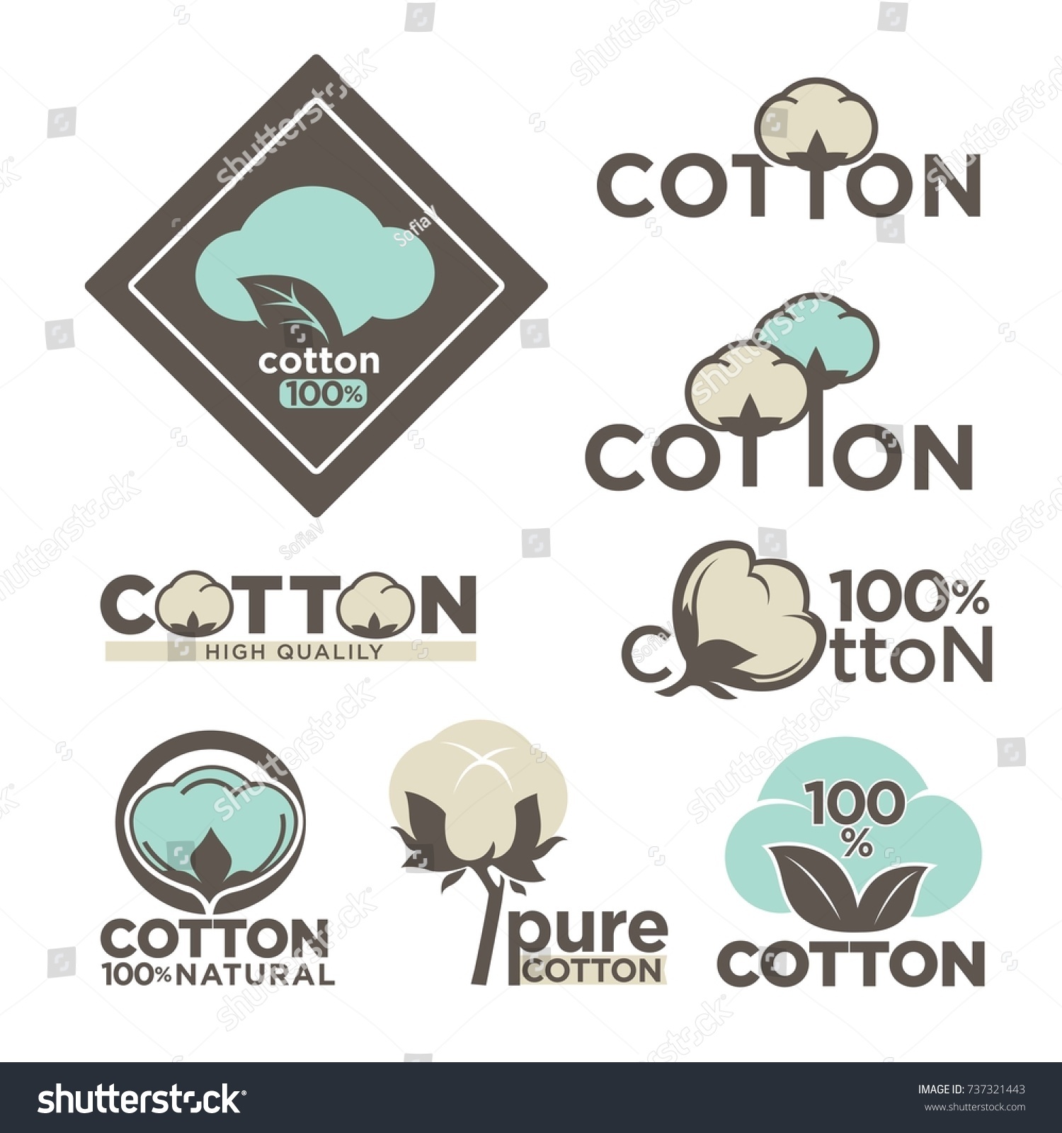 Cotton Labels Logo Pure 100 Percent Stock Vector (Royalty Free) 737321443