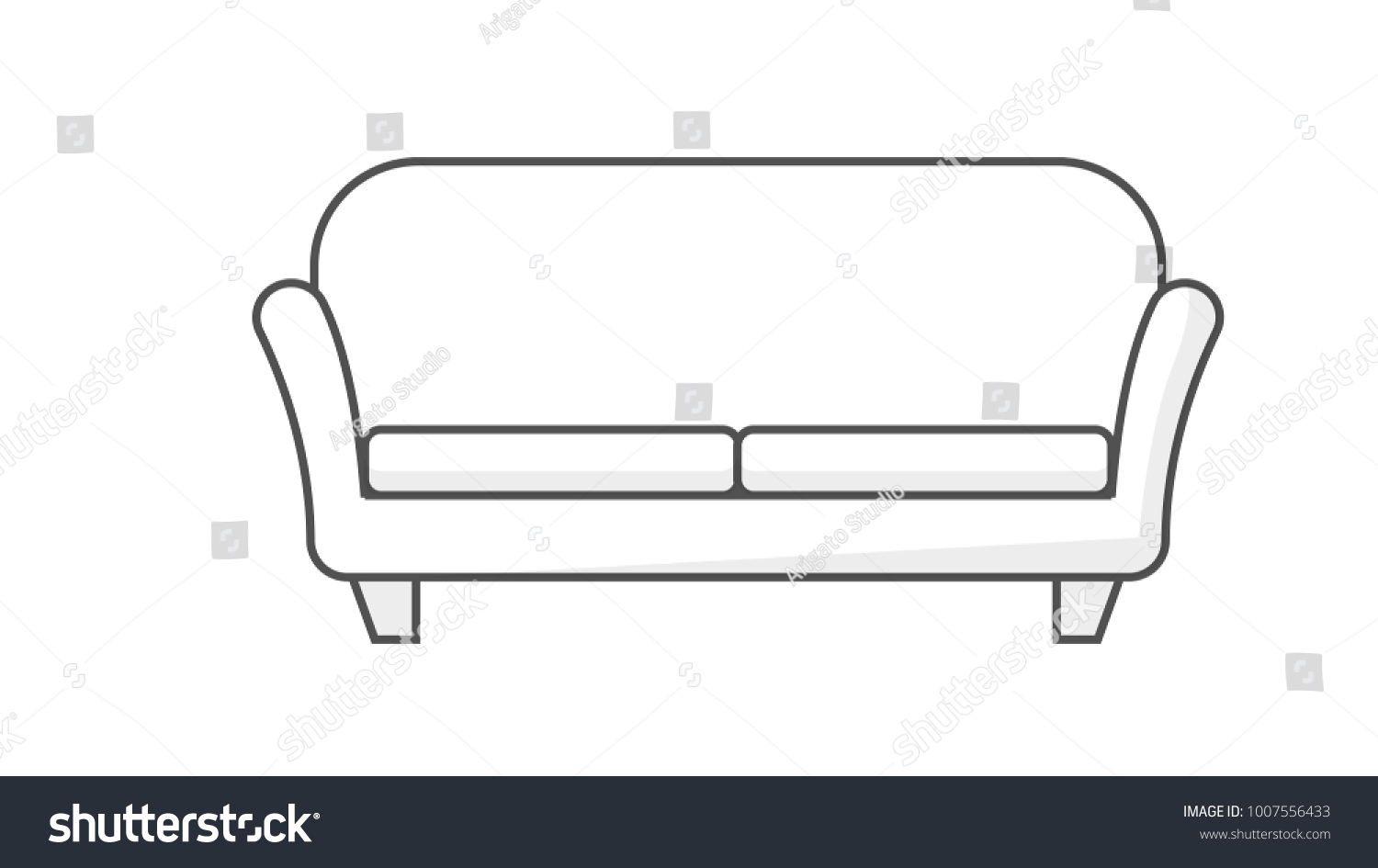 Couch Outline Isolated Vector Illustration Stock Vector (Royalty Free ...