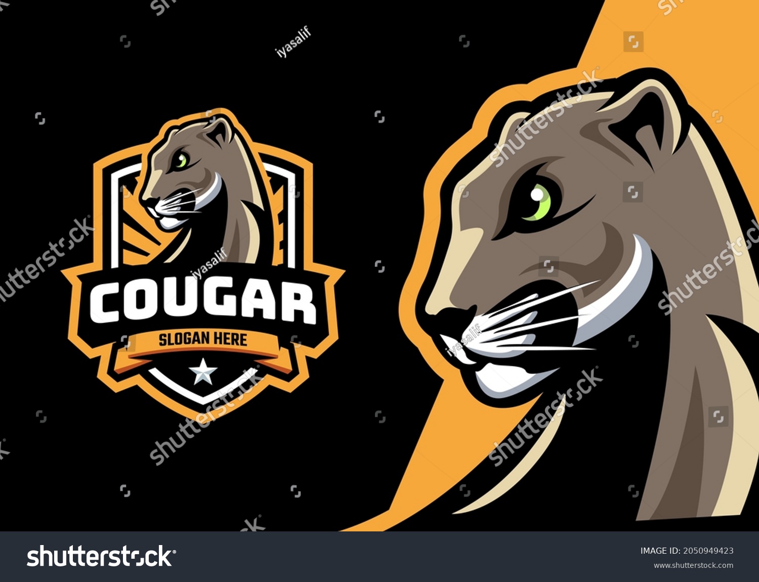 Cougar Head Mascot Logo Template Stock Vector (royalty Free) 2050949423 