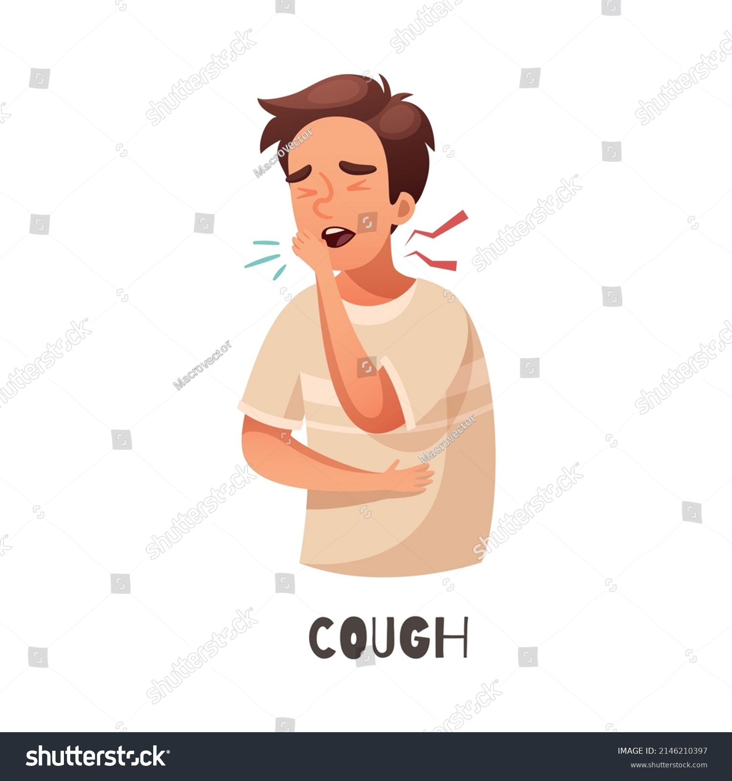 Cough Allergy Symptom Sick Cartoon Male Stock Vector (Royalty Free ...