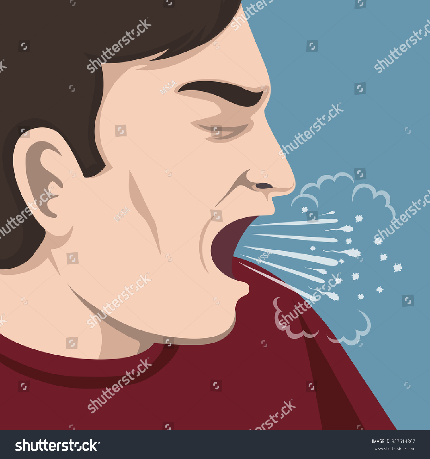 Cough Illustration. Man Sick Or Ill, Virus And Influenza, Vector ...