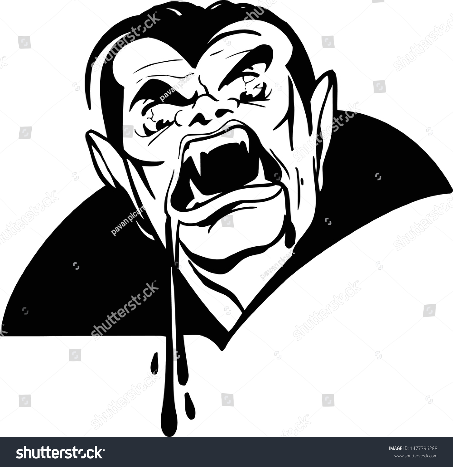 Count Dracula Fearful Face Bloody Lipsblack Stock Vector (Royalty Free ...