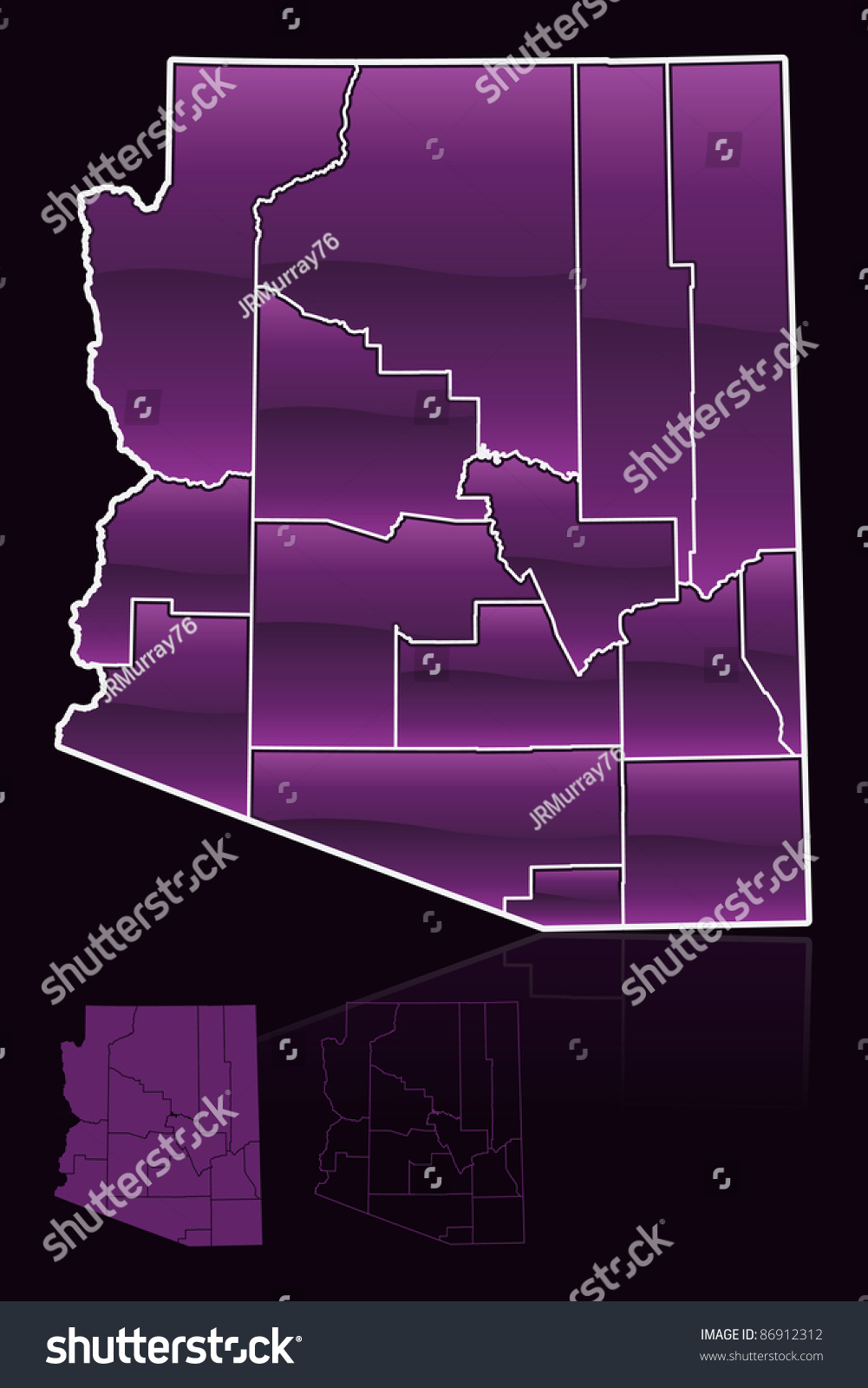 Counties Arizona Map Cartoon Vector Graphic Image Vectorielle De Stock Libre De Droits 8508
