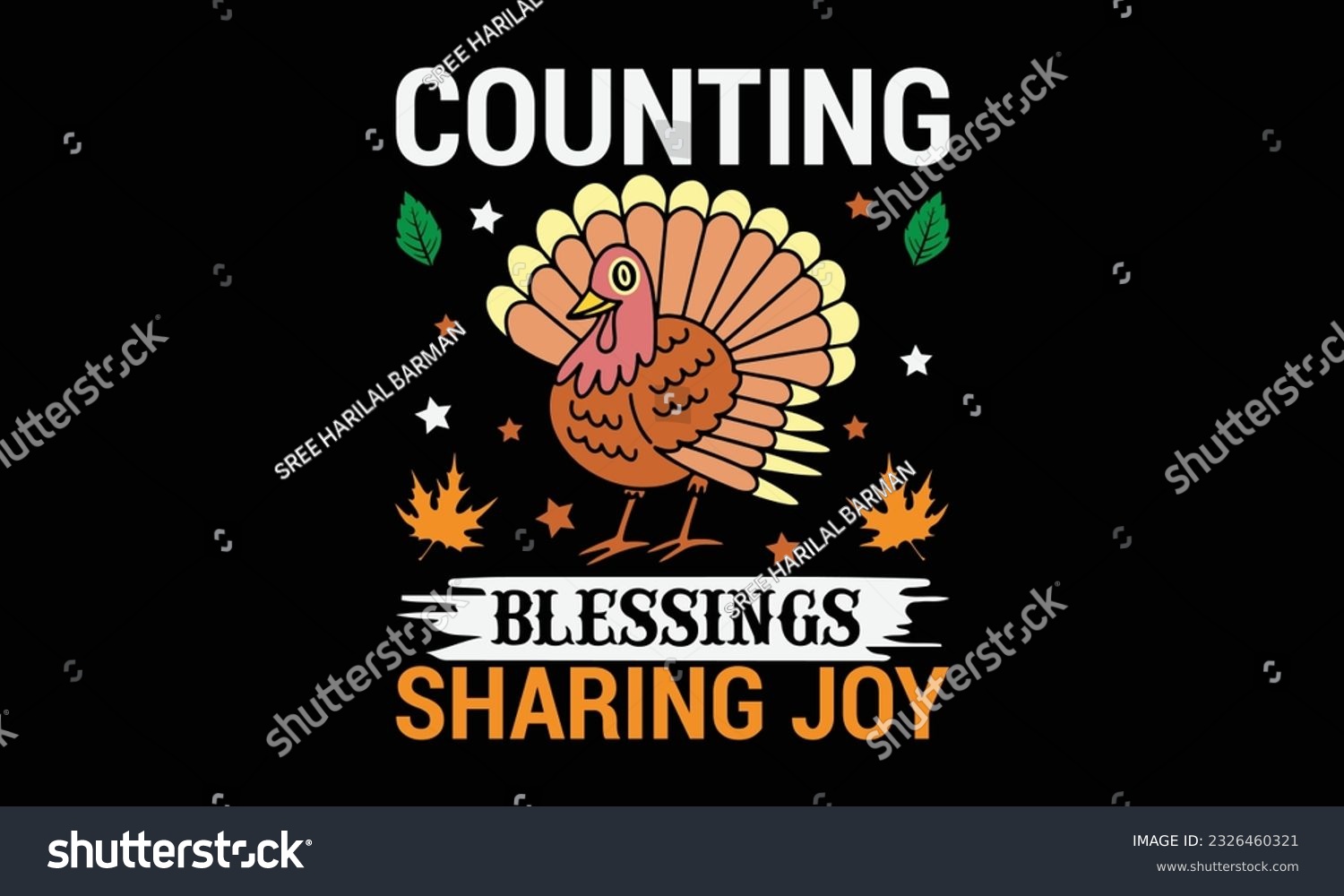 SVG of Counting Blessings Sharing Joy - thanksgiving day svg typography t-shirt design, Hand-drawn lettering phrase, SVG t-shirt design, Calligraphy t-shirt design, Black background, Handwritten vector. eps  svg