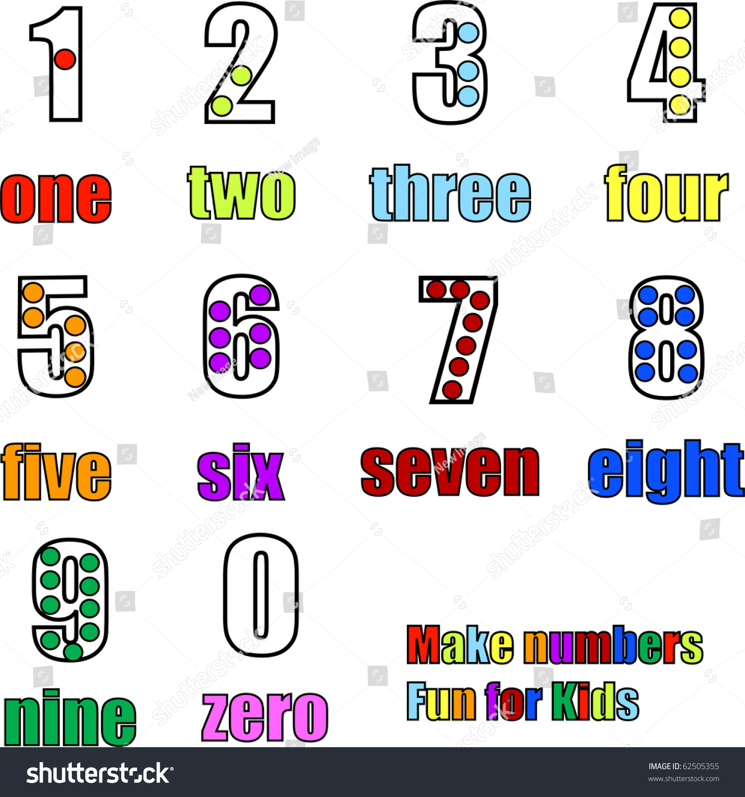 Counting Numbers 0 9 Zero Nine Stock Vector Royalty Free