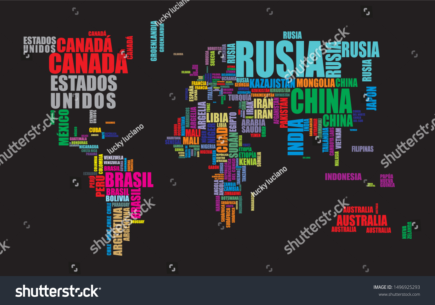 Countries World Collor Map Earth Stock Vector (Royalty Free) 1496925293 ...