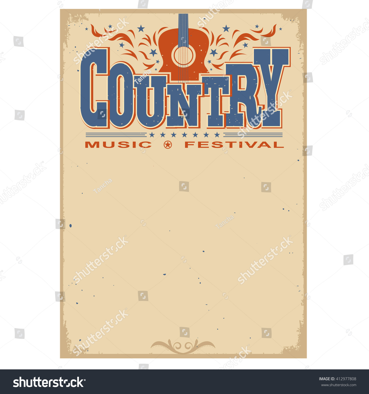 Country Music Festival Poster On Old Stock Vector 412977808 - Shutterstock