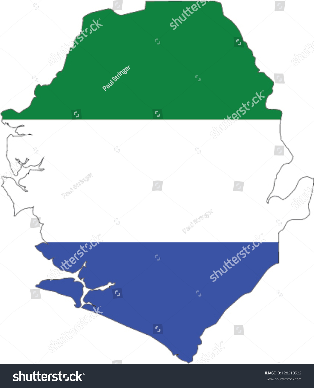 Country Shape Outlined And Filled With The Flag Of Sierra Leone Stock ...