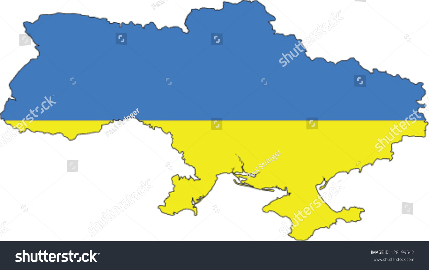 Country Shape Outlined And Filled With The Flag Of Ukraine Stock Vector ...