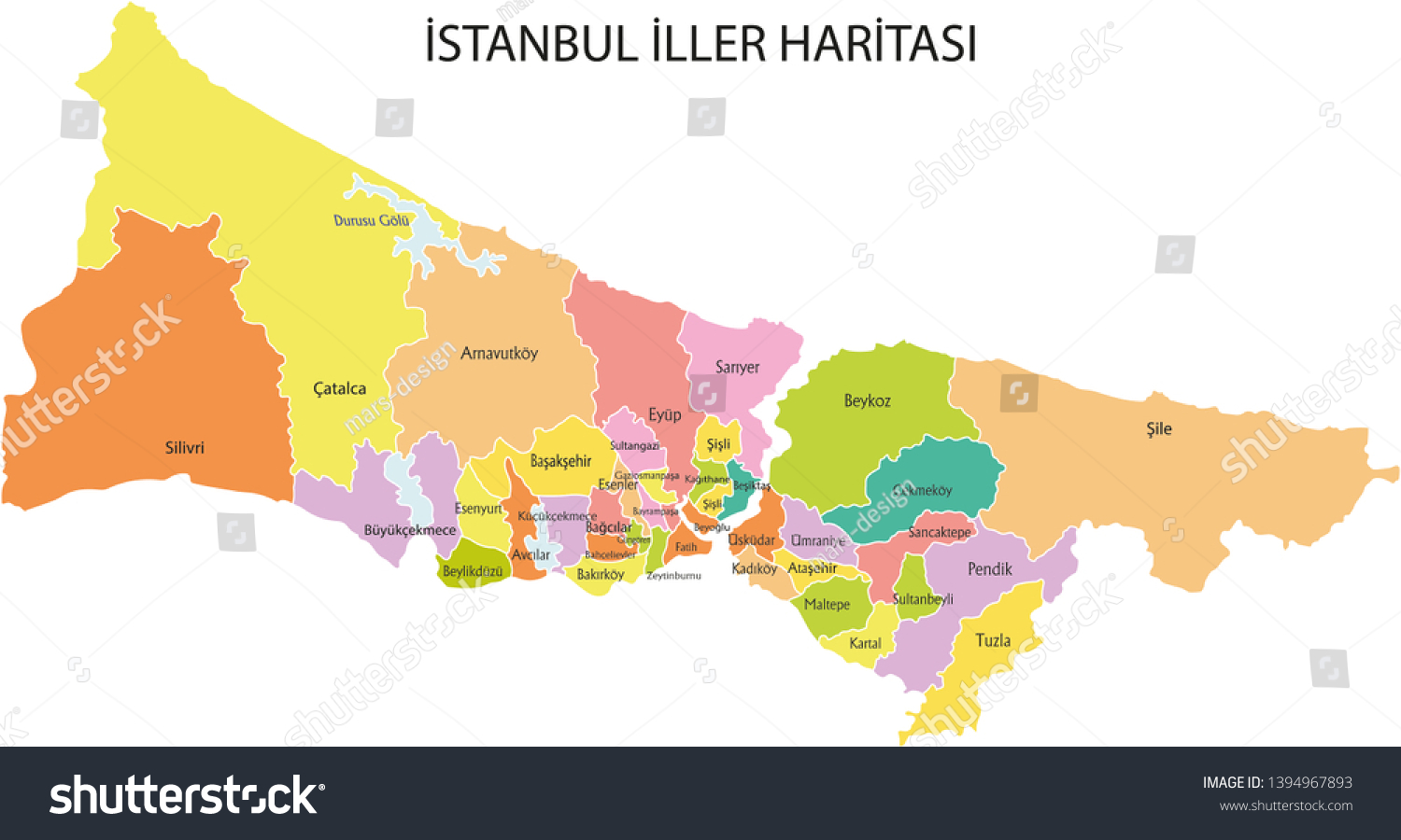 Stock Vector County Vector Maps Istanbul Turkey 1394967893 