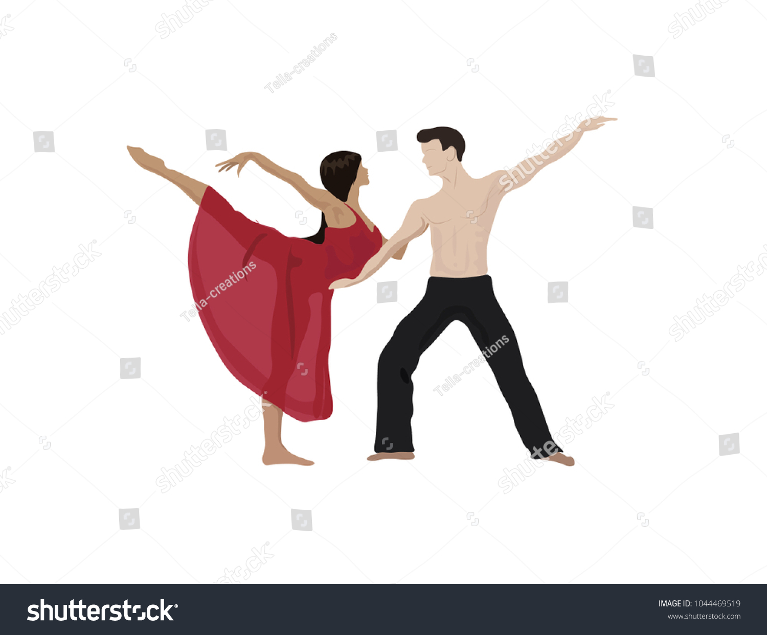 dancing couple red dress black pants clip art preview